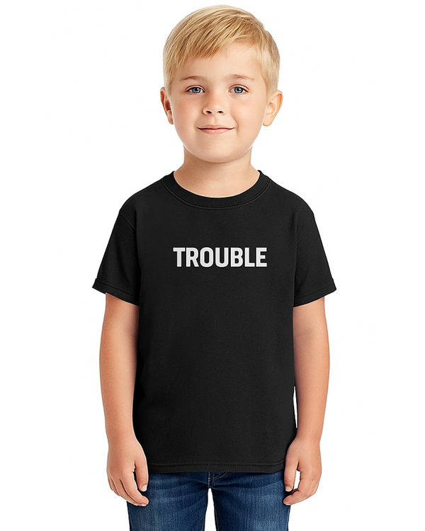 Trouble Series T-Shirt for Kids - Black