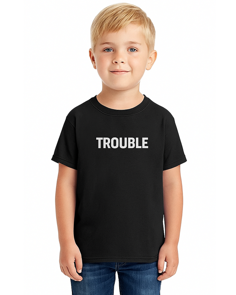 Trouble Series T-Shirt for Kids - Black